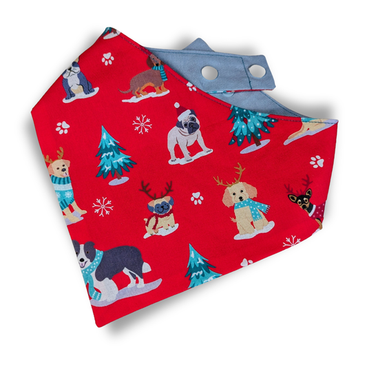 Christmas Pups / Soft Grey /Dog Bandana